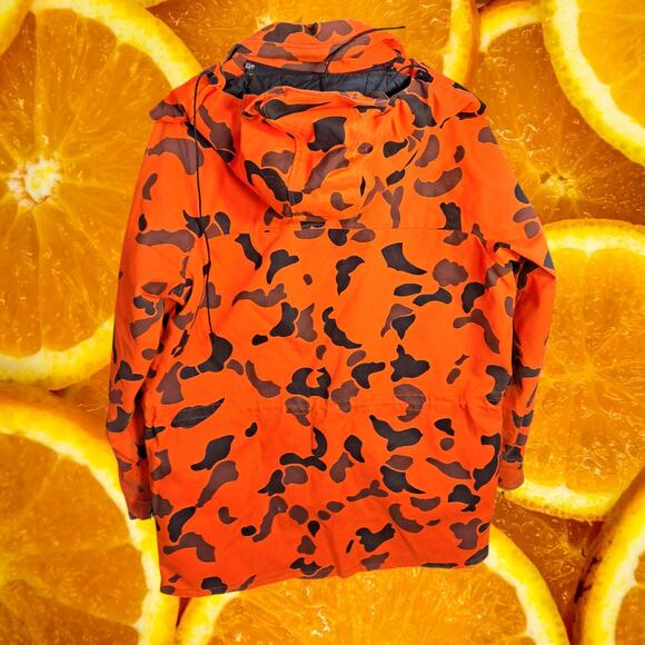 10x Men's Orange Camo Hooded Gore-Tex Full Zip Reversible Hunting Jacket Size M - Picture 2 of 16